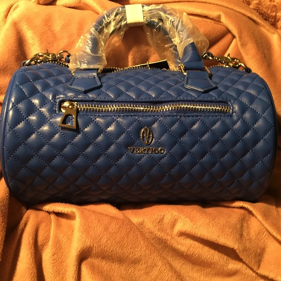 Vertigo Paris Handbags - NEW Vertigo Paris Quilted Satchel Blue Handbag